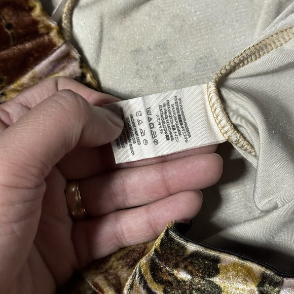 Free People Women's Velvet Flare Bell Bottom Pull On Pant Pattern Size XS Boho - Picture 5 of 10